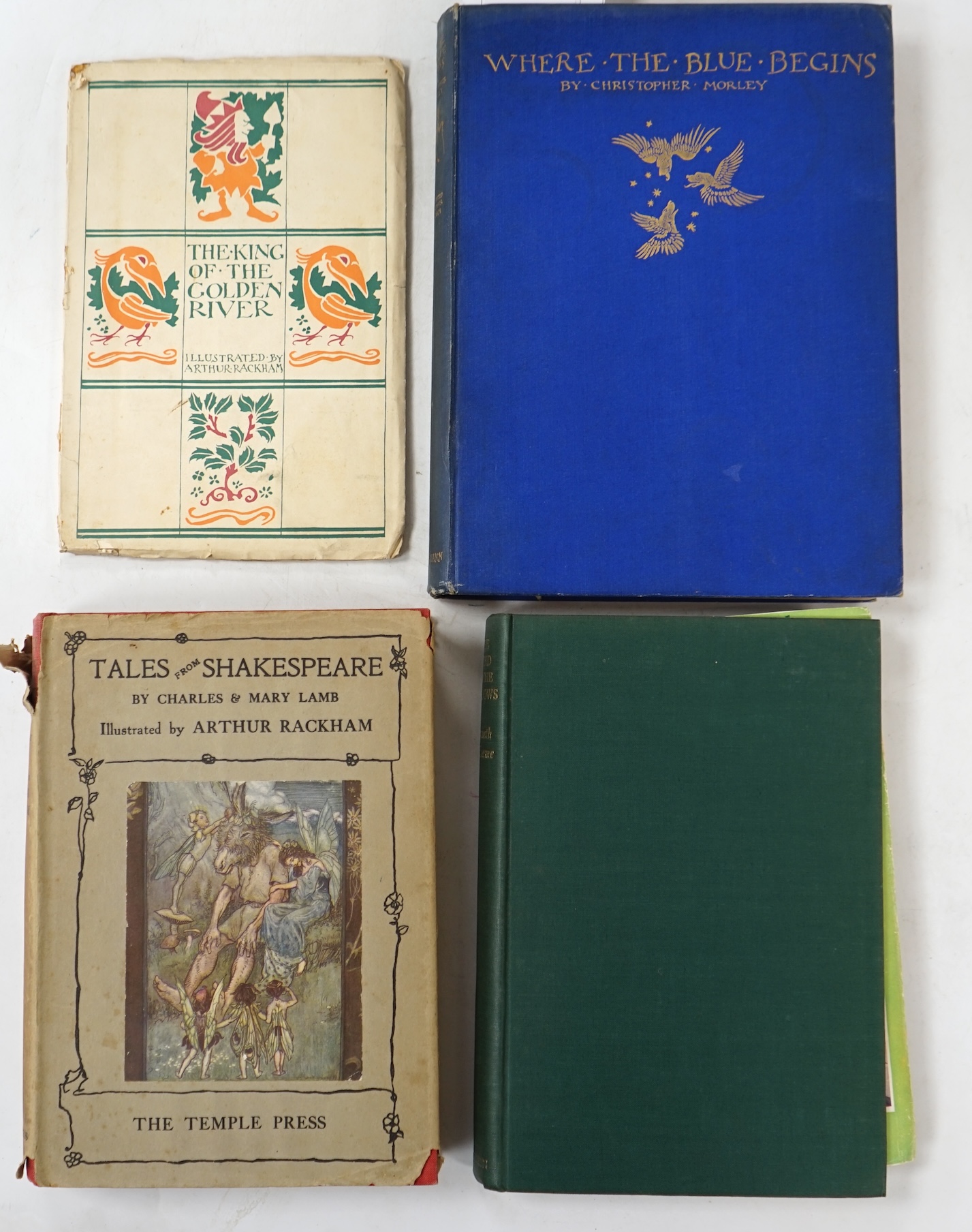 Lamb, Charles & Mary - Tales from Shakespeare. illustrated by Arthur Rackham. 1st trade edition thus. 12 coloured plates, num. text illus. and decorations; original gilt pictorial cloth and d/wrapper. 1909; Grahame, Kenn